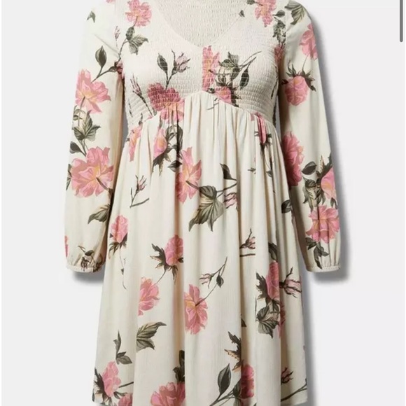 NWT Torrid Floral Cream Babydoll Mini Dress Size 2 18-20 - Picture 4 of 5